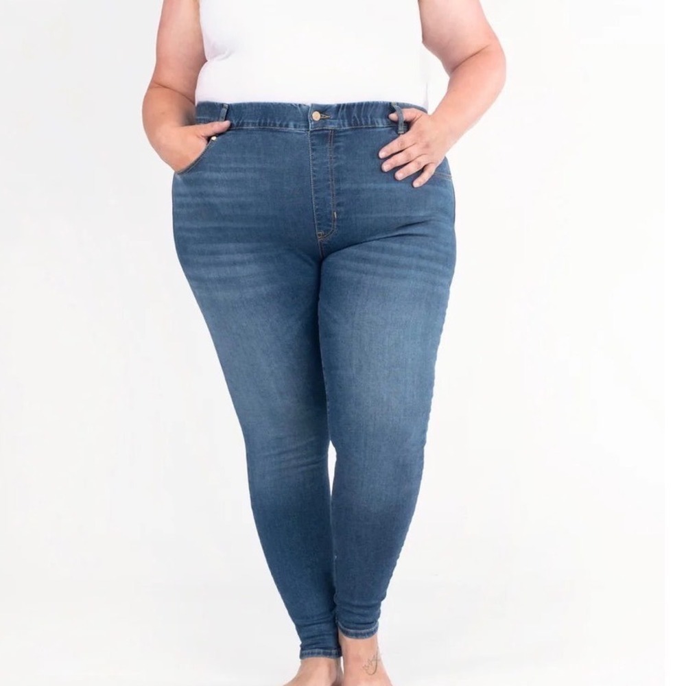 Sweetlegs Skinny Jeans Jeggings Pia Blue Dark Wash Plus Size 2X High Rise New